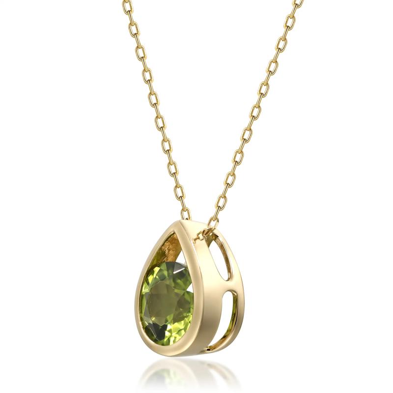 Round Peridot Pendant in 10K Yellow Gold – Image 2 of 3