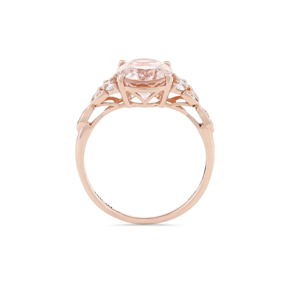 Oval Morganite &amp; Diamond Ring in 10K Rose Gold (1/7 ct. tw.) – Image 2 of 4