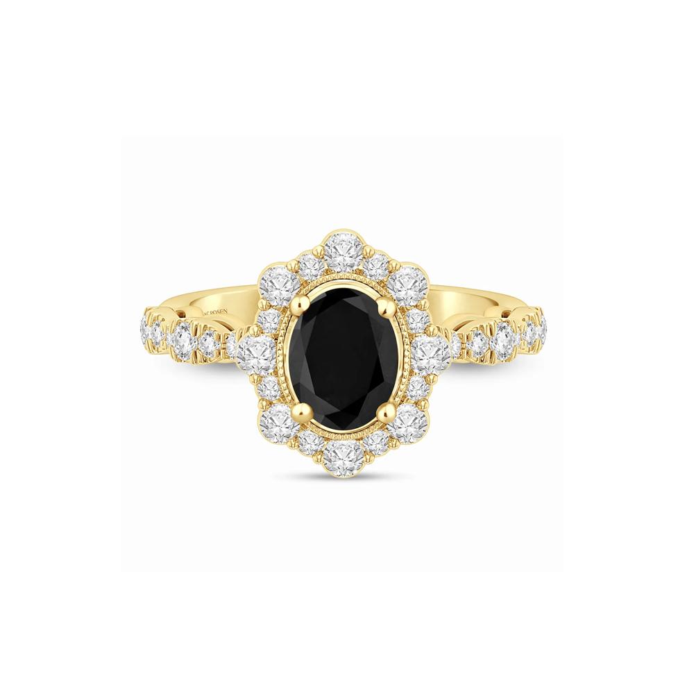Black &amp; White Diamond Halo Engagement Ring in 14K Yellow Gold (1 3/4 ct. tw.) – Image 1 of 3