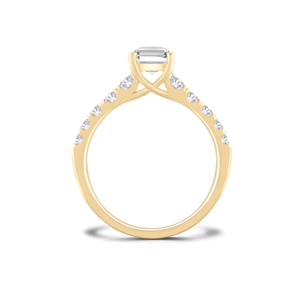 Lab Grown Diamond Emerald-Cut Center Engagement Ring in 14K Yellow Gold (1 1/2 ct. tw.) – Image 2 of 4
