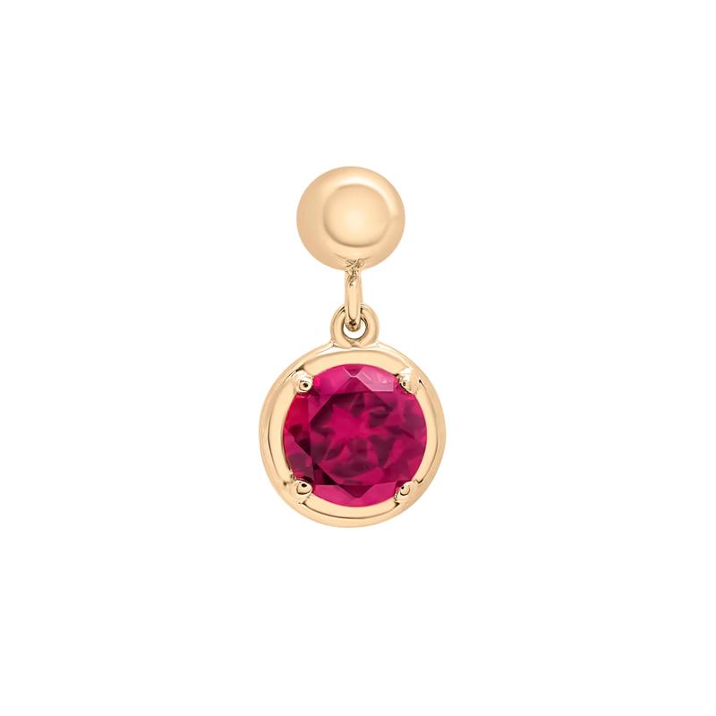Lab-Created Ruby Birthstone Bead Charm in Vermeil – Image 1 of 3