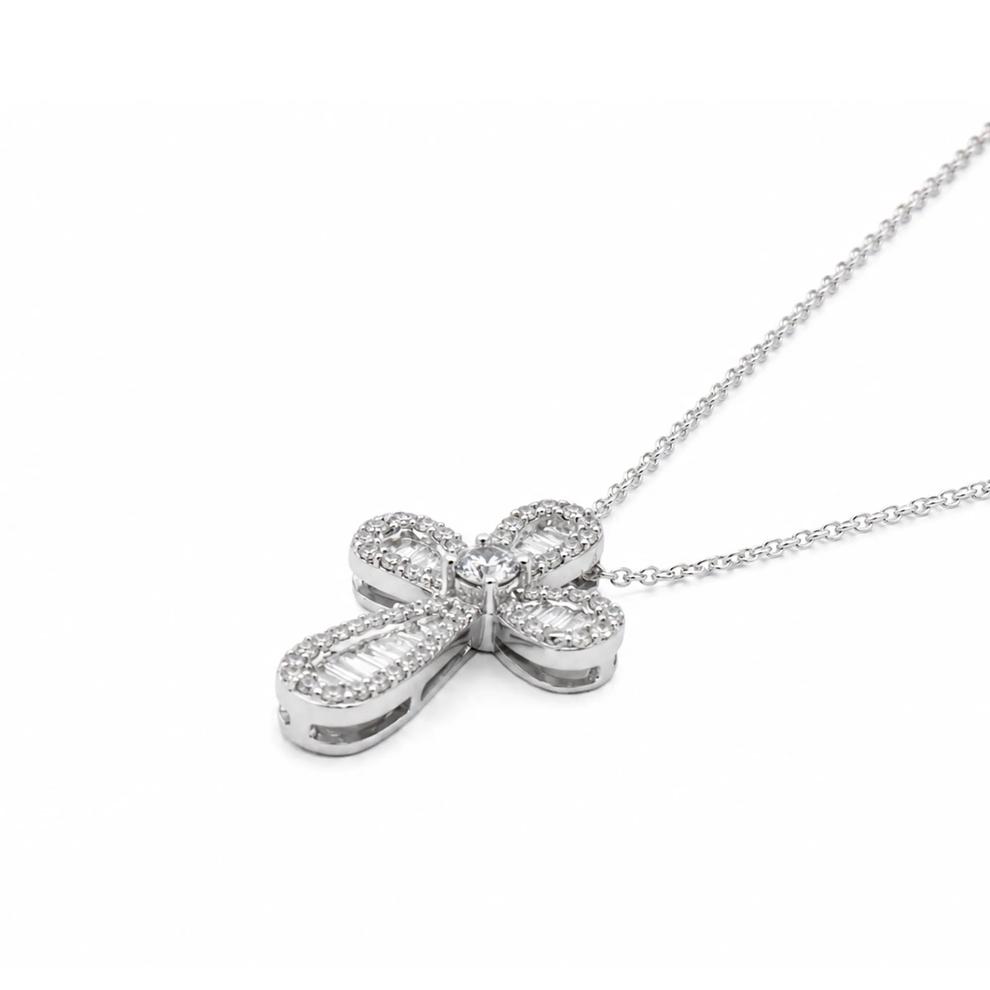 Diamond Mixed Shape Cross Pendant Necklace in 10K White Gold (1/2 ct. tw.) – Image 4 of 4