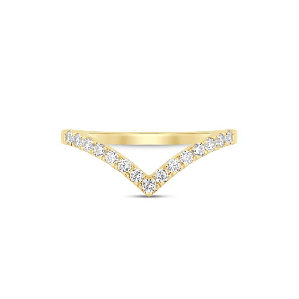 Lab Grown Diamond Chevron Contour Band in 14K Yellow Gold (1/3 ct. tw.) – Image 1 of 3