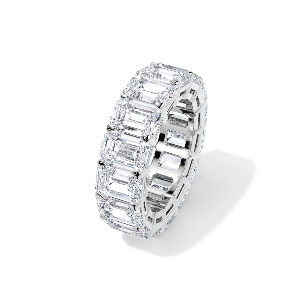Lab Grown Diamond Emerald-Cut Eternity Band in 18K White Gold (15 ct. tw.) – Image 4 of 4