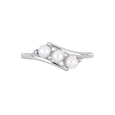 Freshwater Pearl & Diamond Ring in 10K White Gold