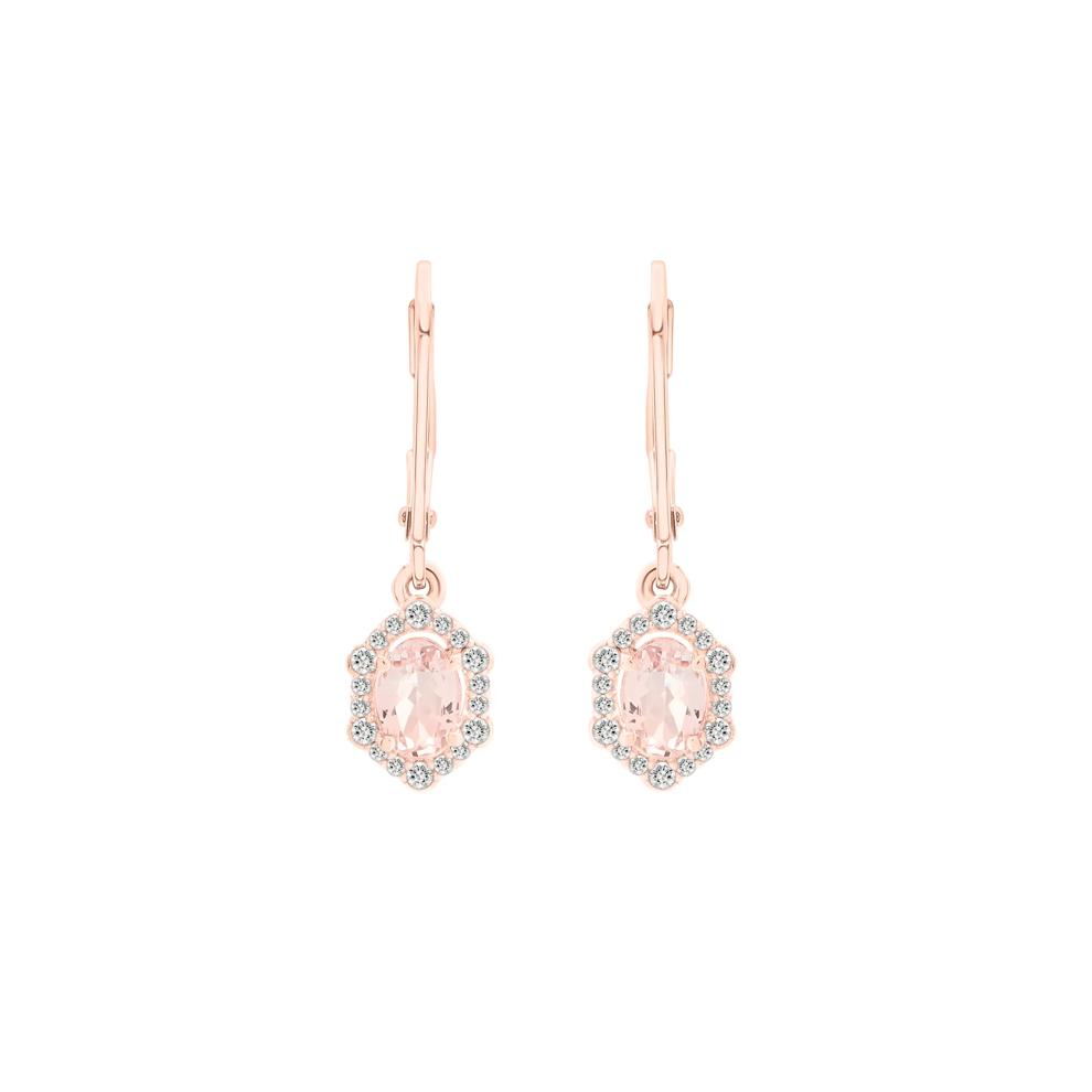Morganite and Diamond Dangle Drop Earring in 10K Rose Gold (1/4 ct. tw.) – Image 1 of 2