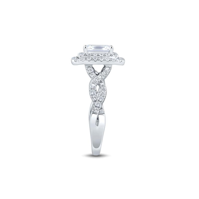 Lab Grown Diamond Emerald-Cut Halo Engagement Ring in 14K White Gold &#40;1 1/2 ct. tw.&#41; – Image 3 of 3
