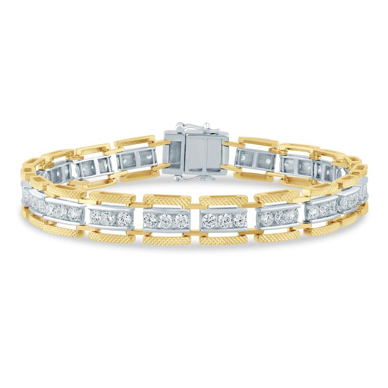 Men&#39;s Lab Grown Diamond Link Bracelet in 10K Yellow Gold, 8.5&quot; &#40;5 ct. tw.&#41; – Image 1 of 2