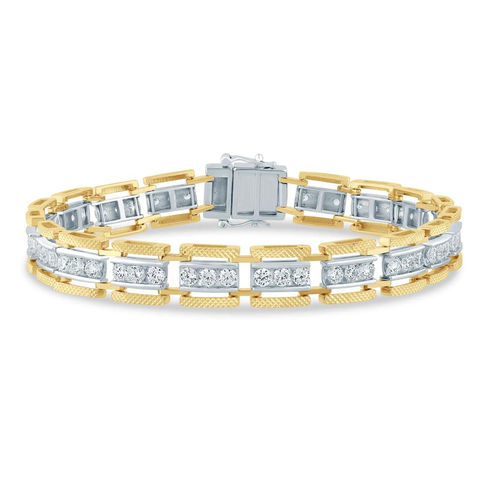 Men's Lab Grown Diamond Link Bracelet in 10K Yellow Gold, 8.5" (5 ct. tw.) – Image 1 of 2