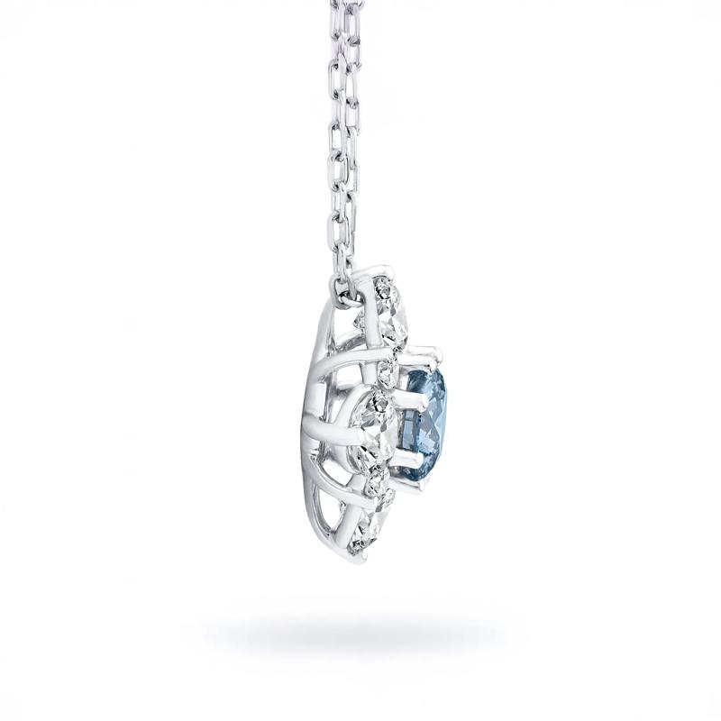 Lab Grown Diamond Blue Cluster Pendant in 10K White Gold &#40;7/8 ct. tw.&#41; – Image 2 of 3