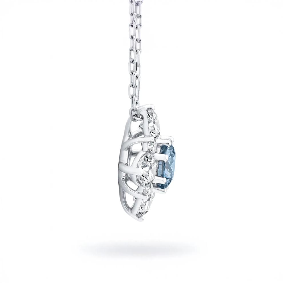 Lab Grown Diamond Blue Cluster Pendant in 10K White Gold (7/8 ct. tw.) – Image 2 of 3