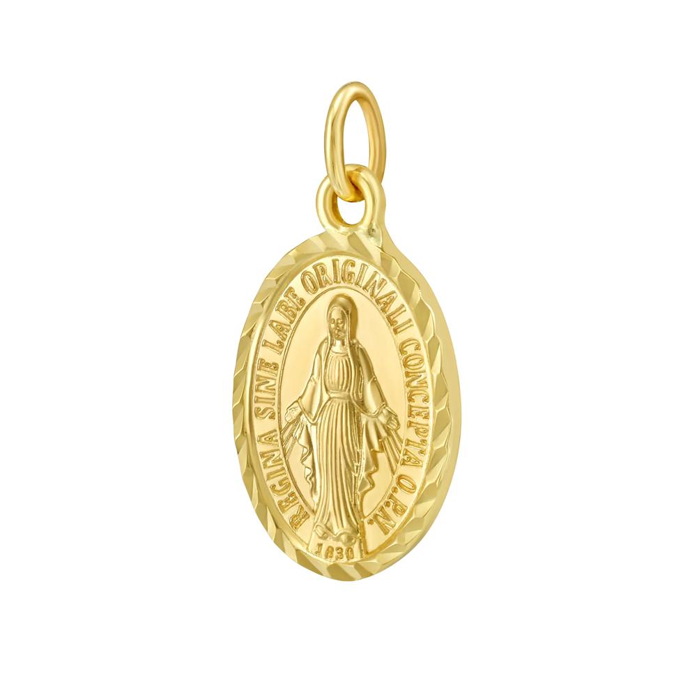 Virgin Mary Oval Charm in 14K Yellow Gold – Image 2 of 2