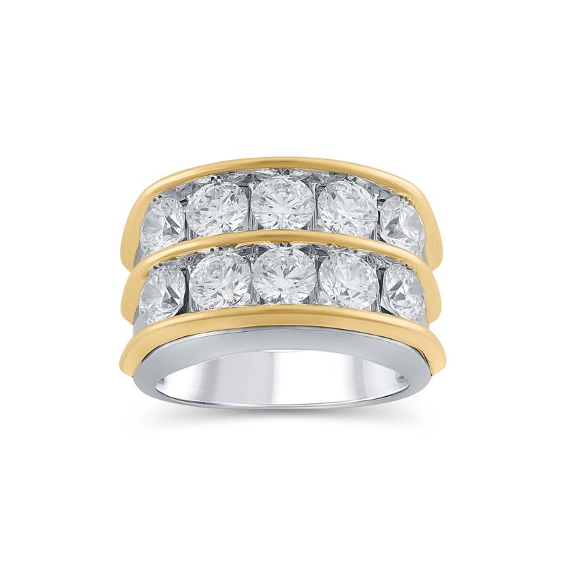 Men&#39;s Lab Grown Diamond Two-Row Band in 10K White &amp; Yellow Gold &#40;5 ct. tw.&#41; – Image 1 of 3