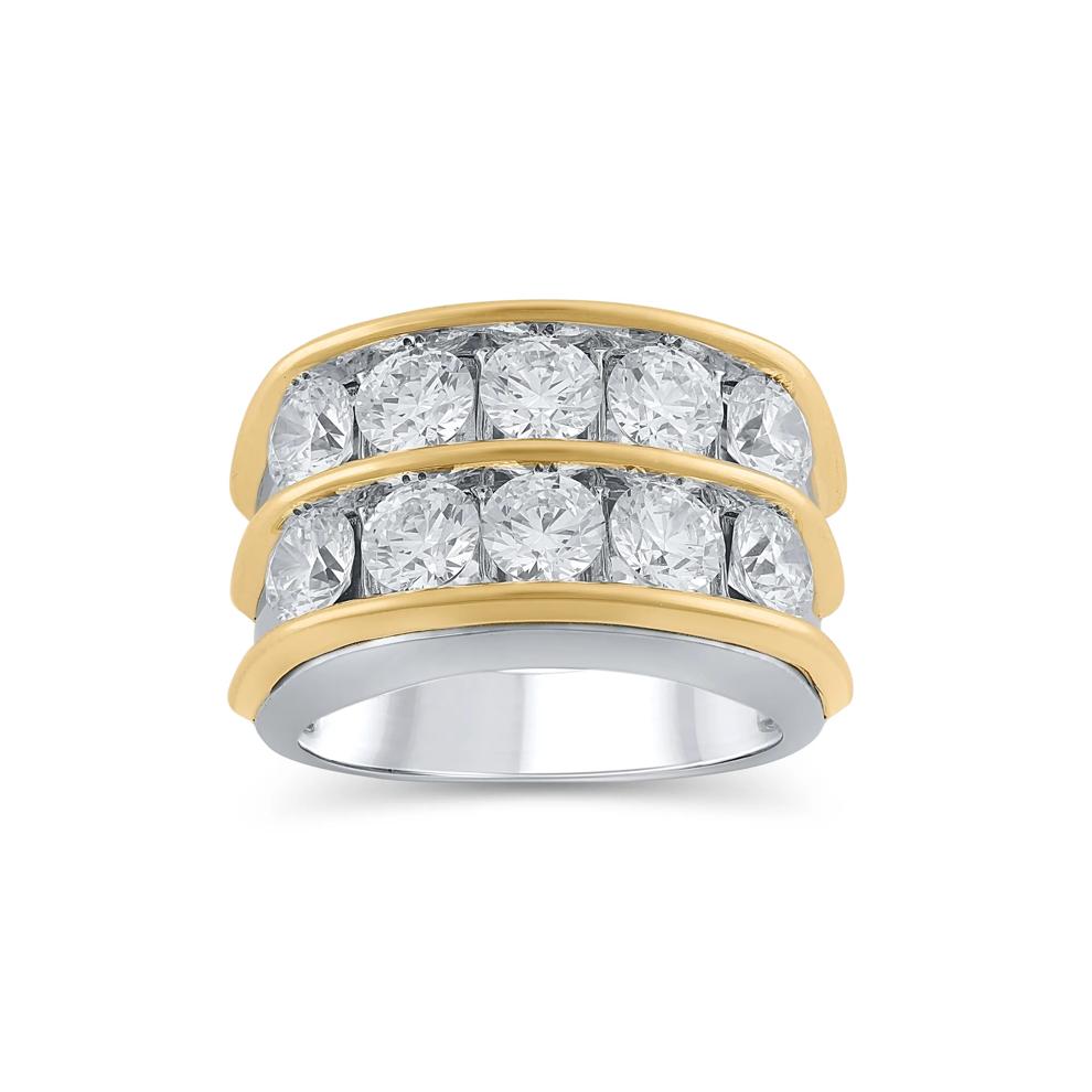 Men's Lab Grown Diamond Two-Row Band in 10K White &amp; Yellow Gold (5 ct. tw.) – Image 1 of 3