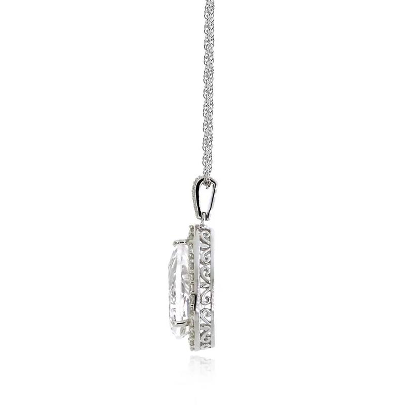 Lab Created White Sapphire Pendant in Sterling Silver – Image 2 of 3