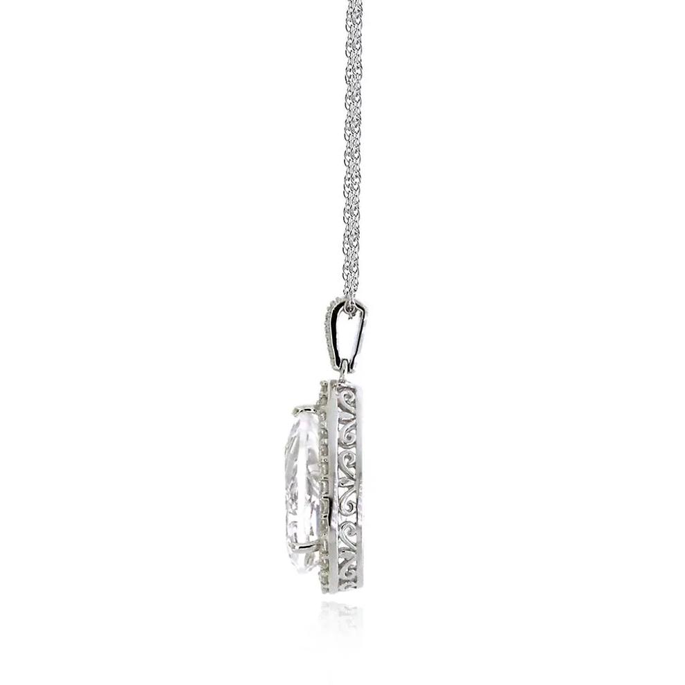 Lab Created White Sapphire Pendant in Sterling Silver – Image 2 of 3