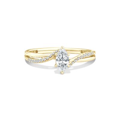 Lab Grown Diamond Marquise Center Promise Ring in 10K Yellow Gold (3/8 ct. tw.)