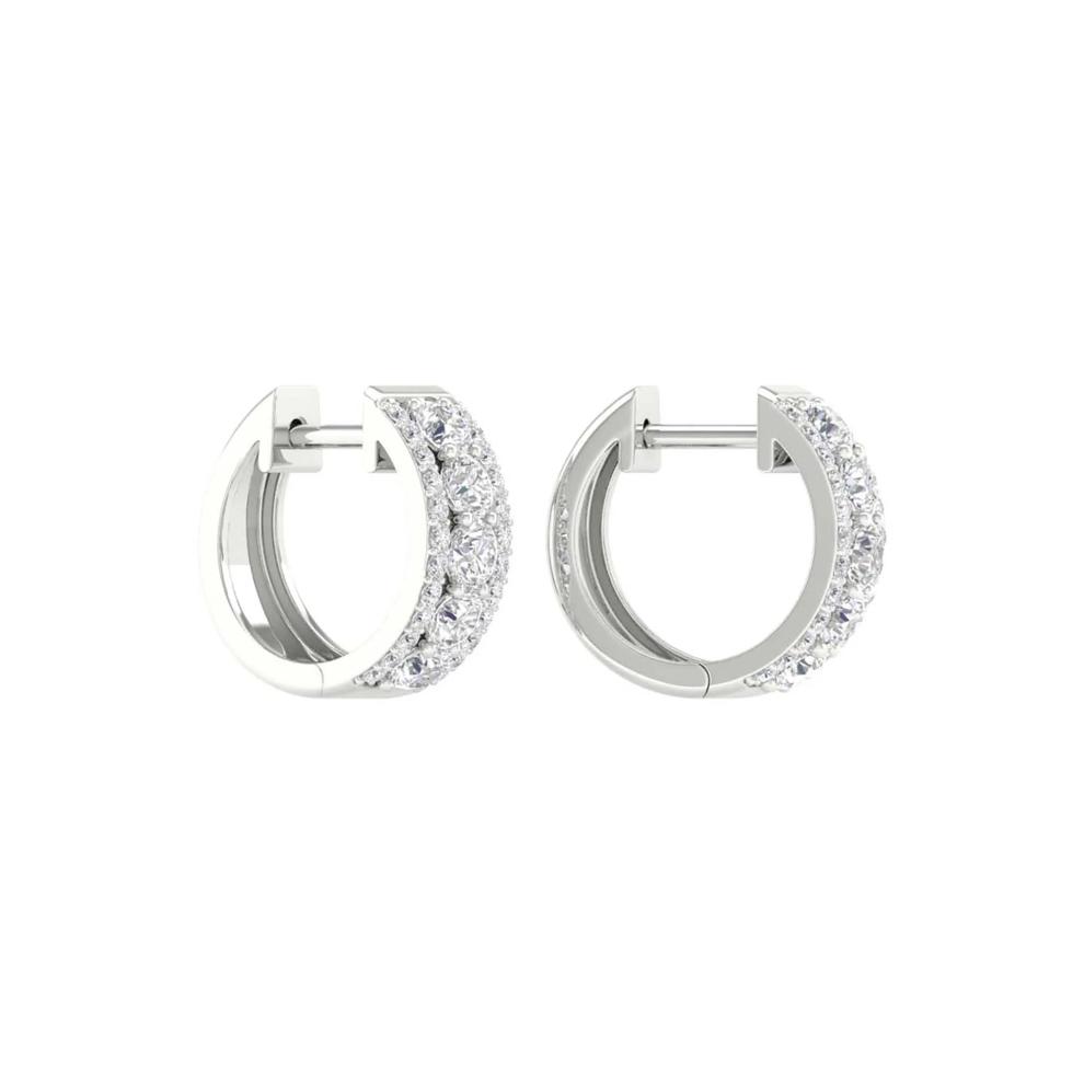 Lab Grown Diamond Huggie Hoop Earrings in 14K White Gold (1 ct. tw.) – Image 2 of 3