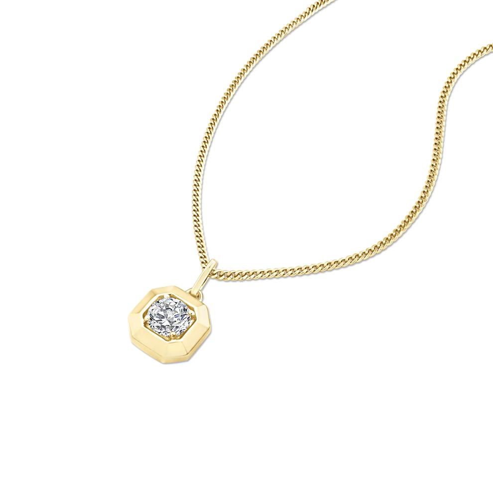 Lab Grown Diamond Round Pendant Necklace in 10K Yellow Gold (1 1/2 ct. tw.) – Image 4 of 4
