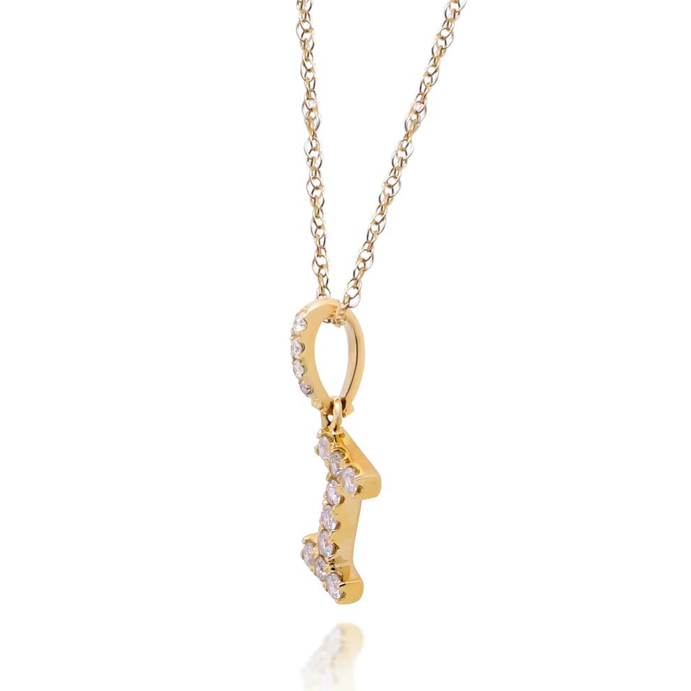 Diamond I Initial Pendant in 10K Yellow Gold (1/8 ct. tw.) – Image 2 of 4