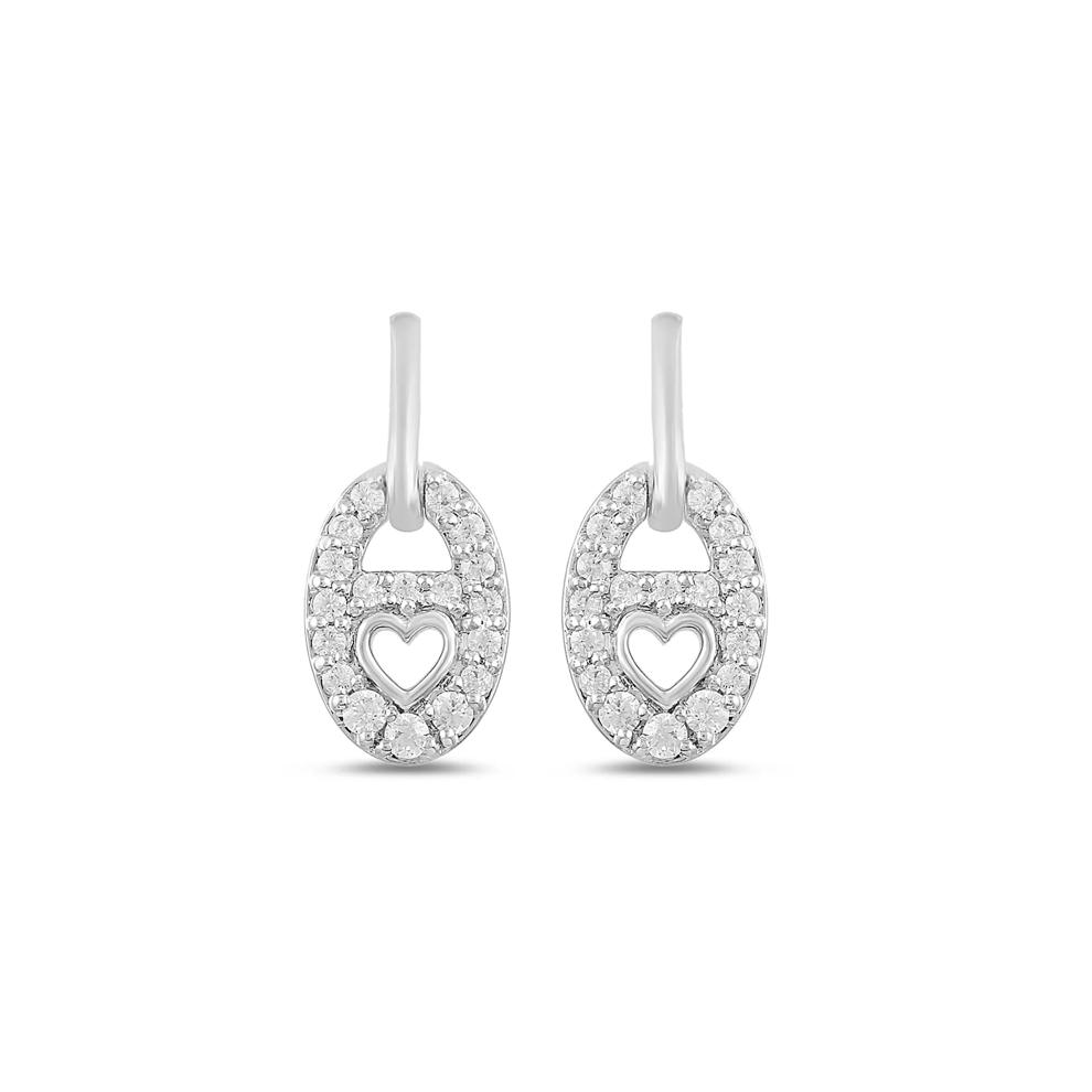 Heart Lock Diamond Earrings in Sterling Silver (1/4 ct. tw.) – Image 2 of 2
