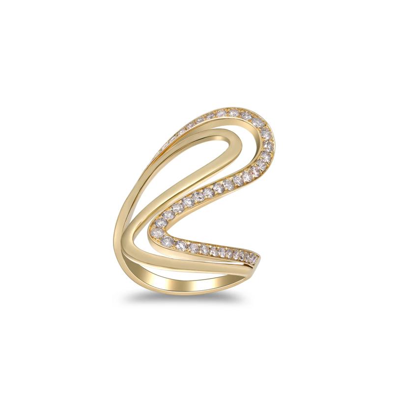 Diamond Swirl Cocktail Ring in 10K Yellow Gold &#40;3/4 ct. tw.&#41; – Image 2 of 5