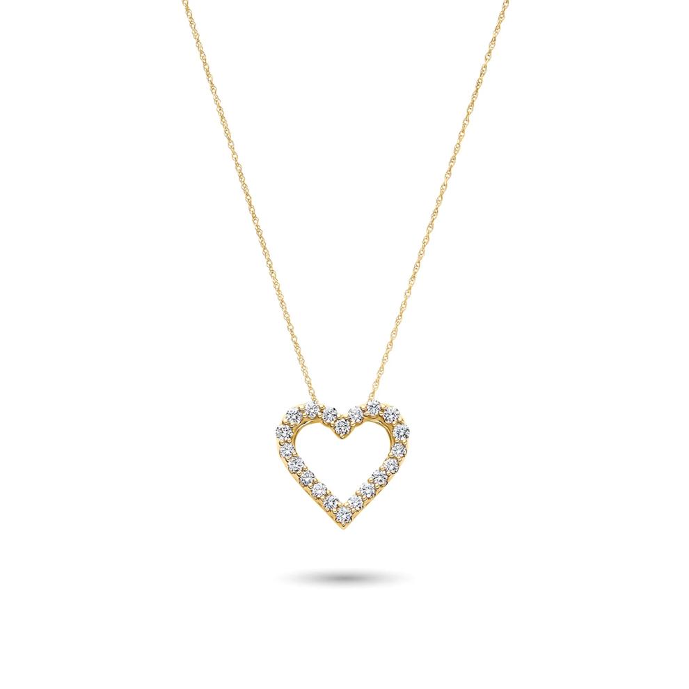 Lab Grown Diamond Heart Pendant in 14K Yellow Gold (3/4 ct. tw) – Image 1 of 4