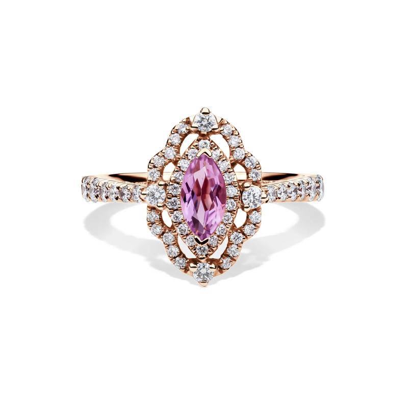 Margaux Rose de France Amethyst Engagement Ring with Diamonds in 14K Rose Gold &#40;3/4 ct. tw.&#41;  – Image 1 of 5