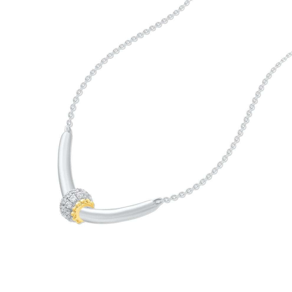 Diamond Frontal Necklace in Sterling Silver &amp; 10K Yellow Gold (1/4 ct. tw.) – Image 4 of 4