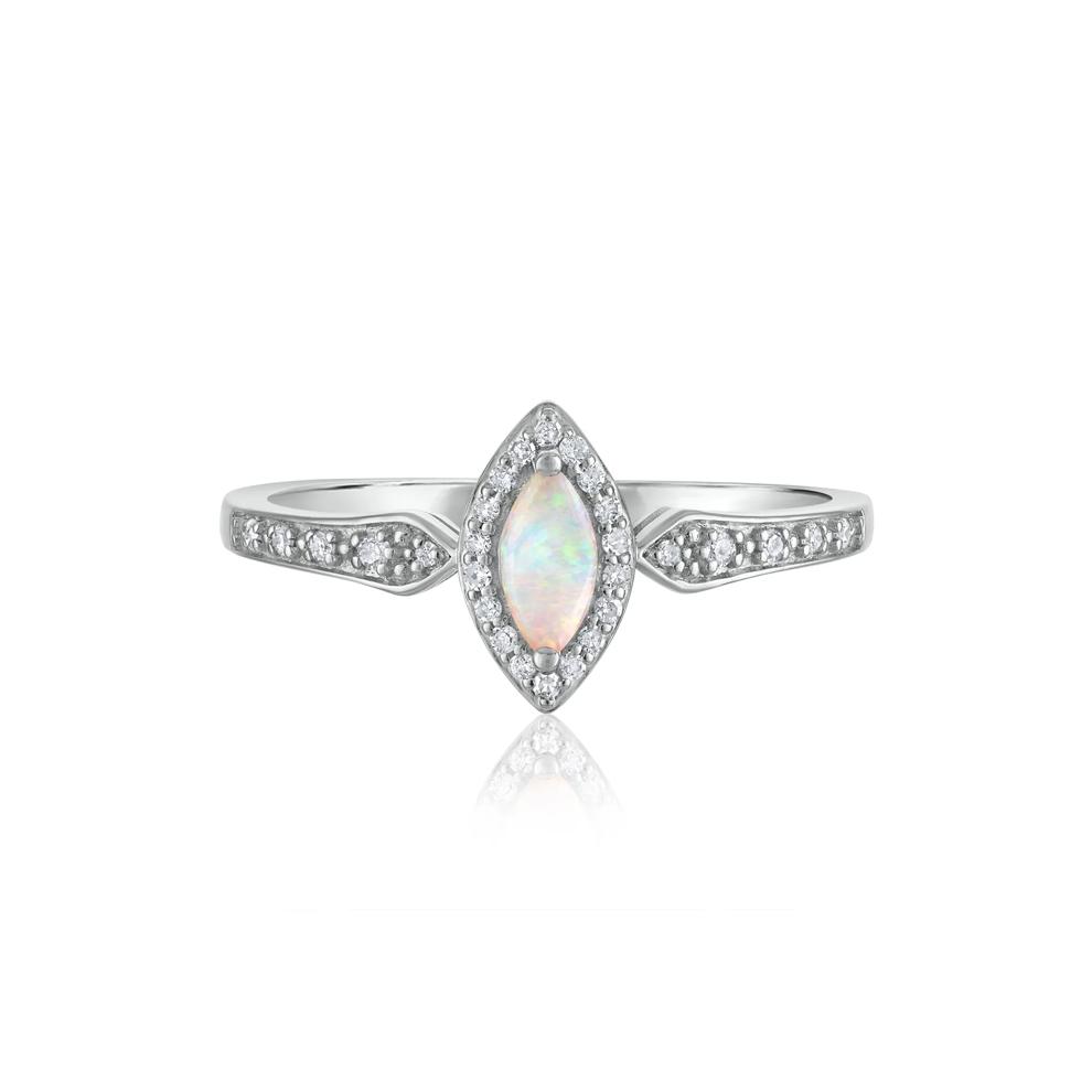 Opal and Diamond Ring in 14K White Gold (1/10 ct. tw.) – Image 1 of 3