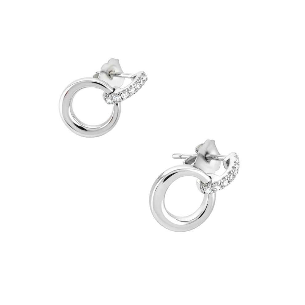 Diamond Mini Door Knocker Drop Earrings in Sterling Silver (1/10 ct. tw.) – Image 2 of 2