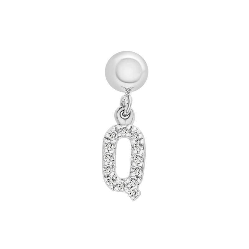 Diamond Accent Q Initial Bead Charm in Sterling Silver – Image 1 of 3