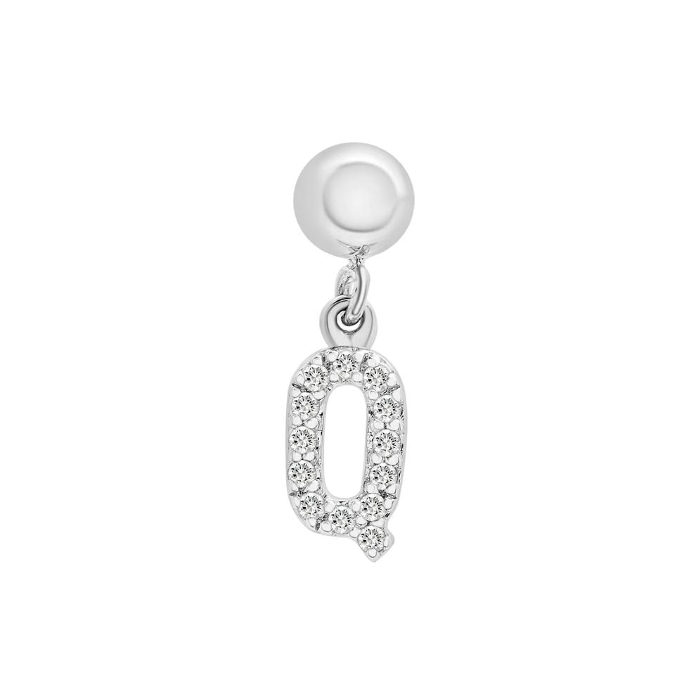Diamond Accent Q Initial Bead Charm in Sterling Silver – Image 1 of 3