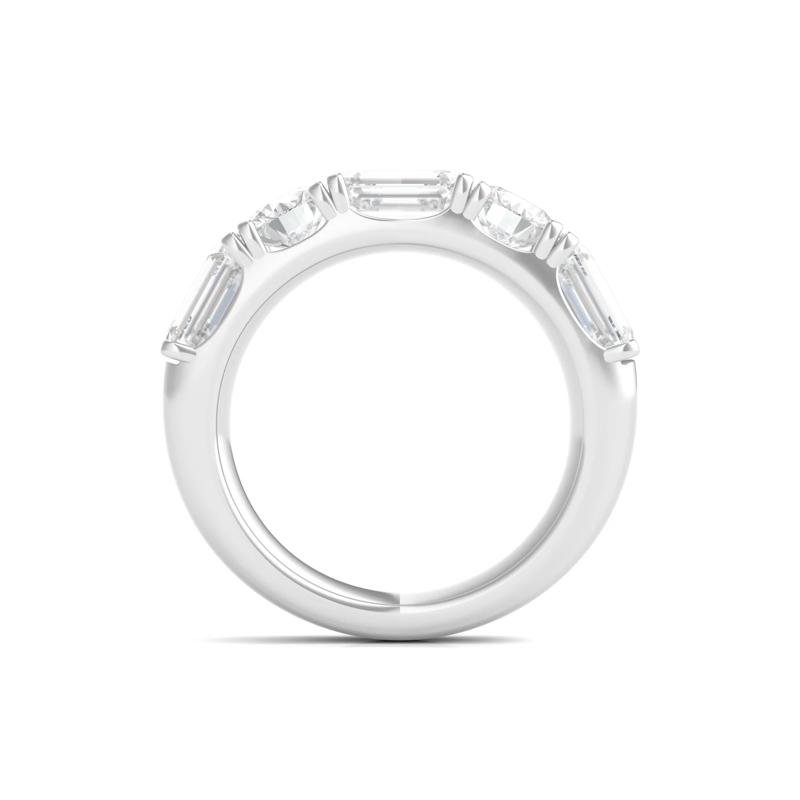 Round &amp; Emerald-Cut Diamond Five-Stone Band in Platinum &#40;4 ct. tw.&#41; – Image 2 of 3