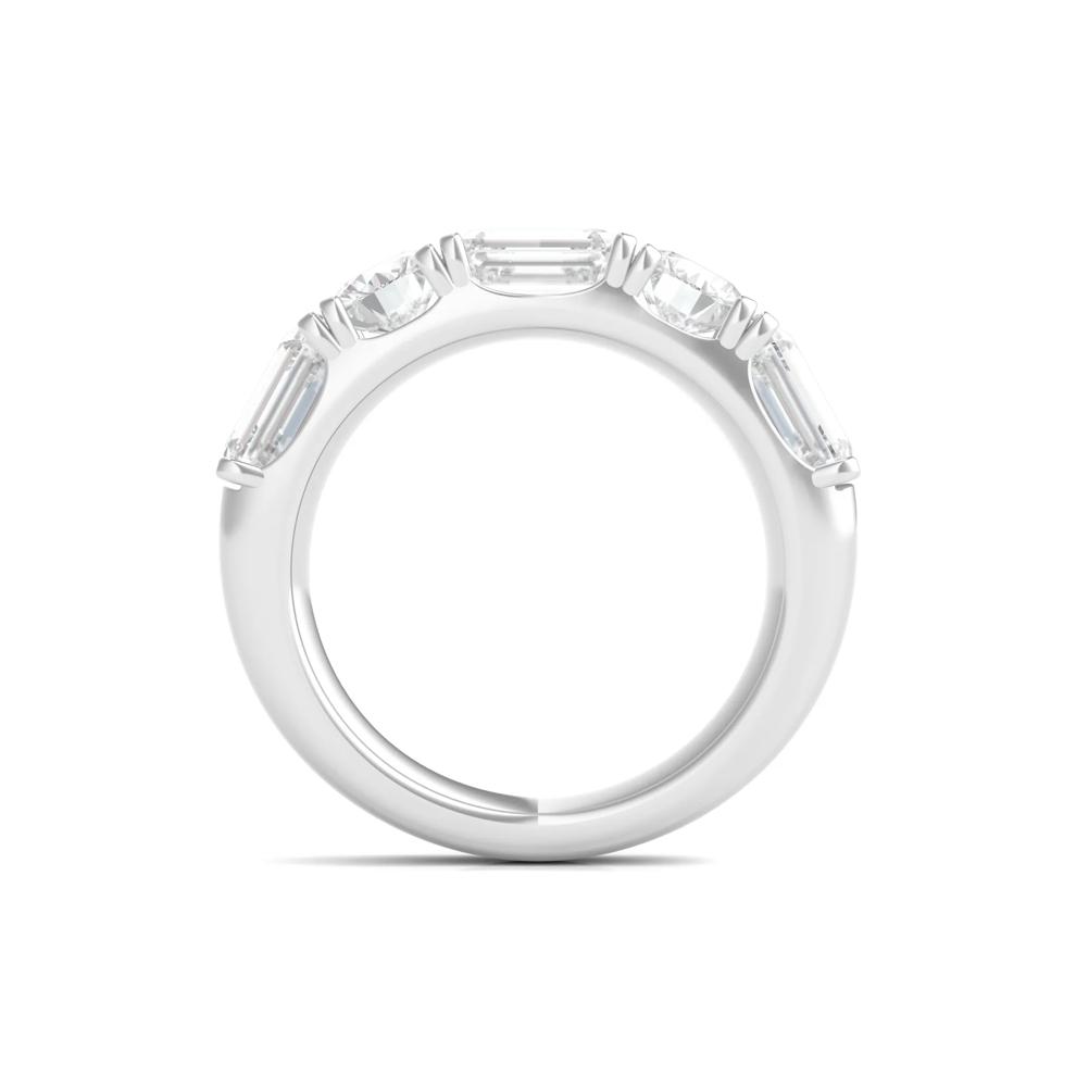 Round &amp; Emerald-Cut Diamond Five-Stone Band in Platinum (4 ct. tw.) – Image 2 of 3