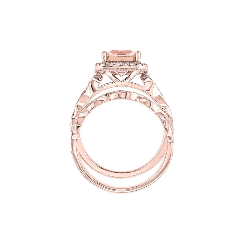 Morganite &amp; 1/3 ct. tw. Diamond Ring in 14K Rose Gold – Image 2 of 3