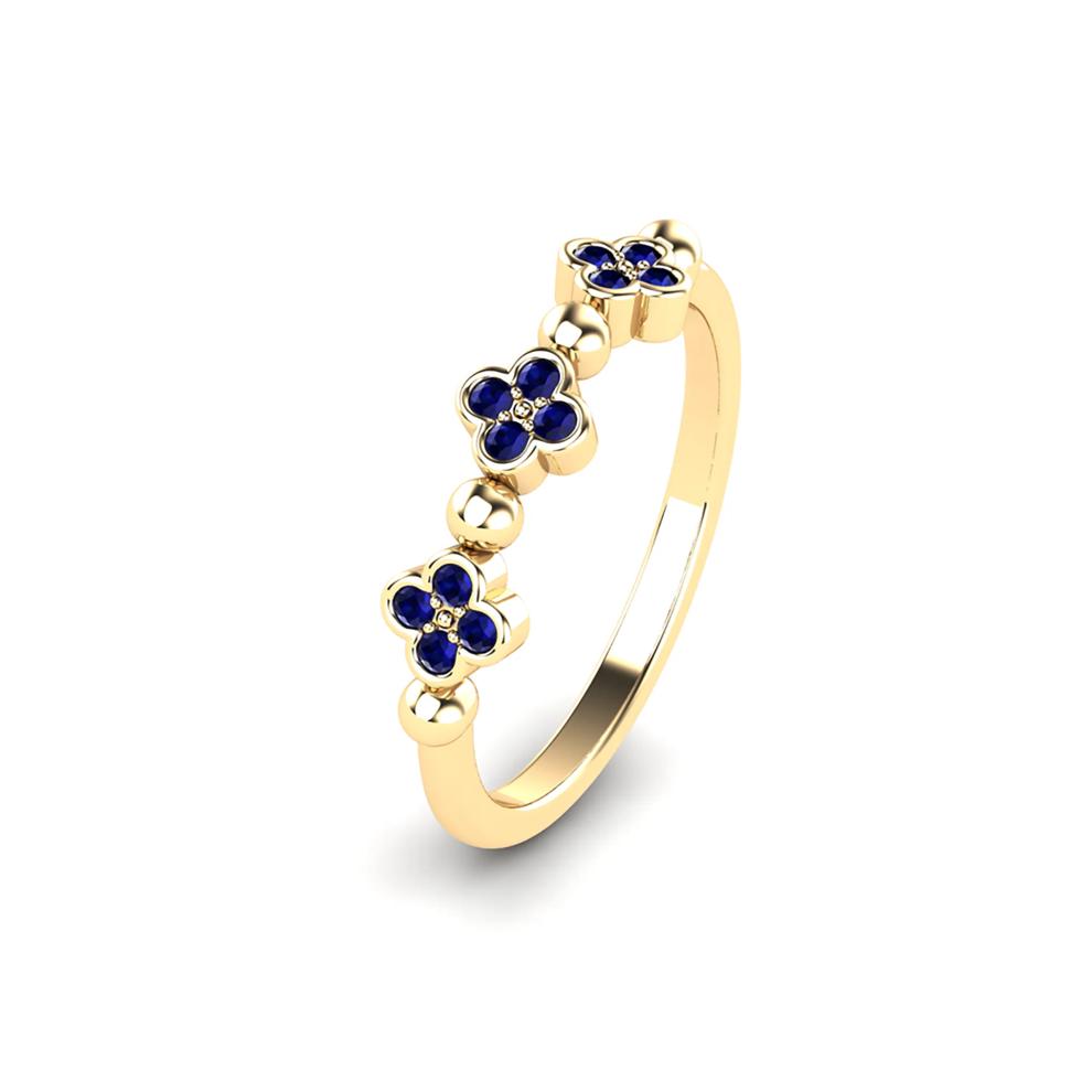 Blue Sapphire Clover Stack Band in 10K Yellow Gold – Image 4 of 4
