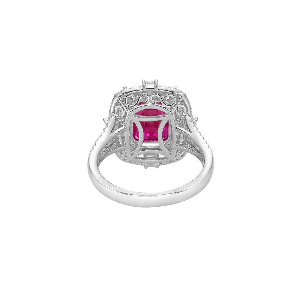 Ruby and Diamond Double Halo Ring in 14K White Gold (1 ct. tw.) – Image 4 of 5