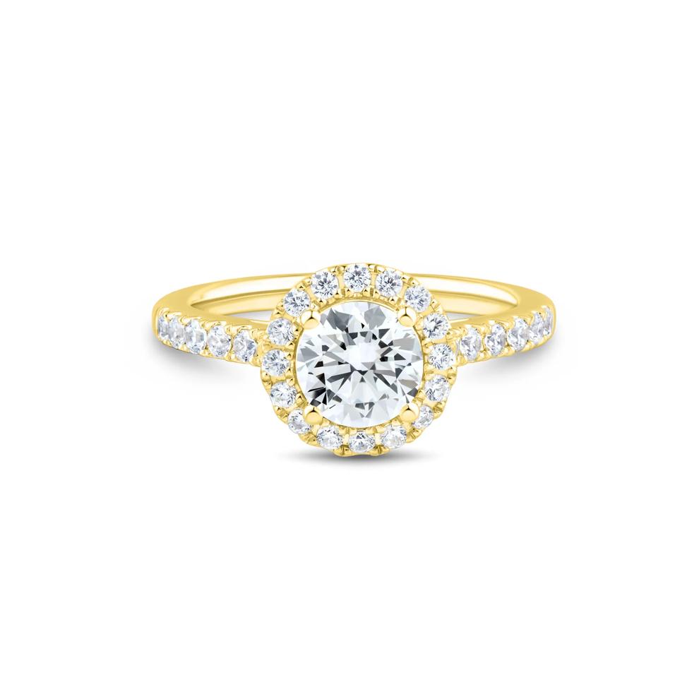 Lab Grown Diamond Round Halo Engagement Ring in 14K Yellow Gold (1 1/2 ct. tw.) – Image 1 of 3
