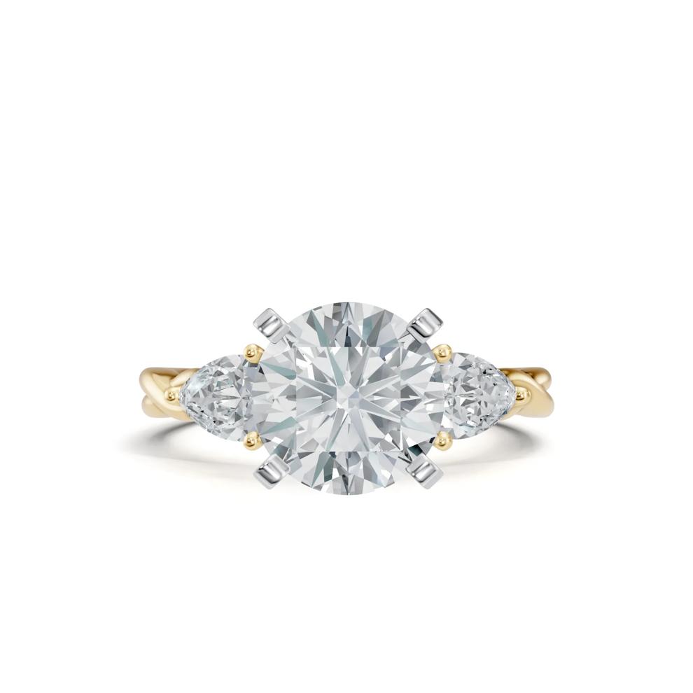 Lab Grown Diamond Semi-Mount Engagement Ring in 14K Yellow &amp; White Gold (Setting Only) – Image 4 of 6