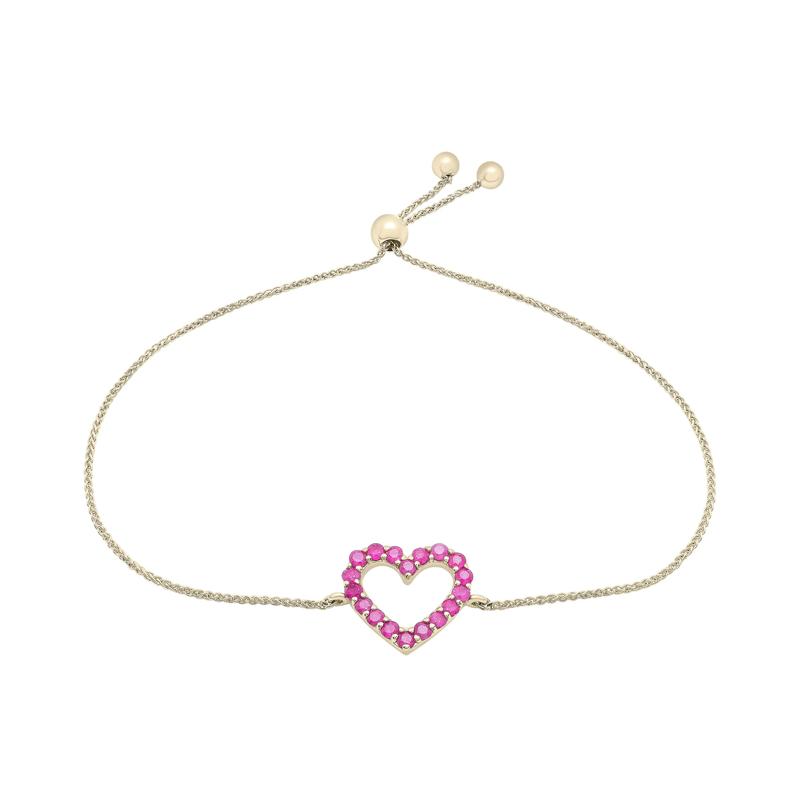 Ruby Heart Bolo Bracelet in 14K Yellow Gold – Image 1 of 1