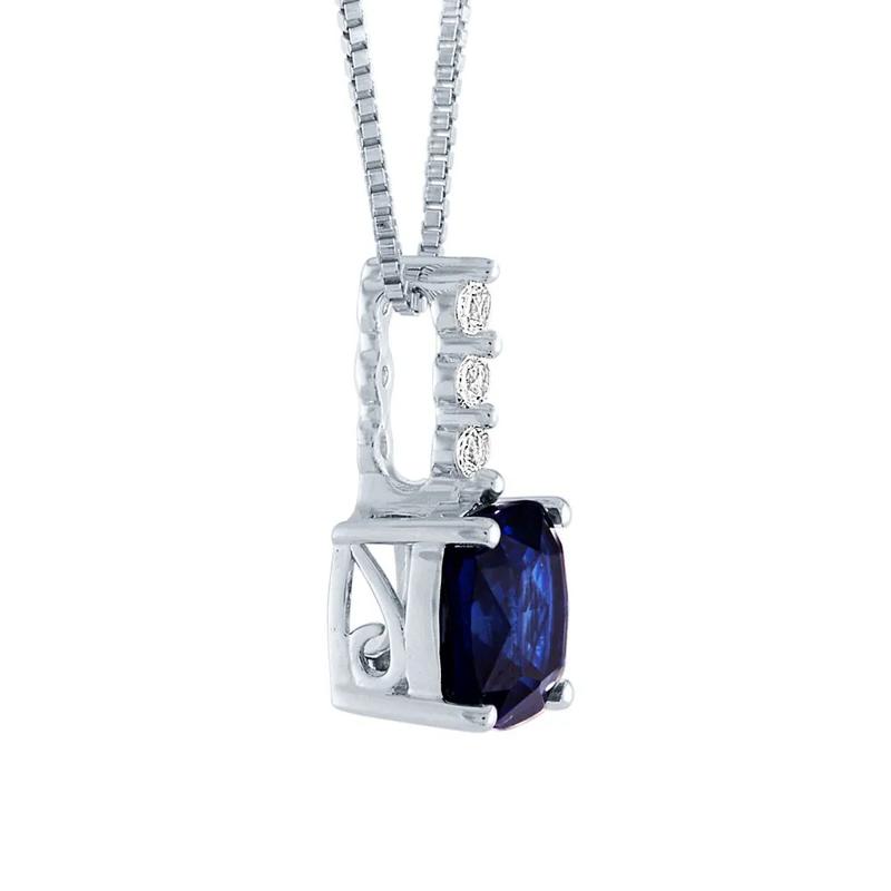 Lab Created Blue &amp; White Sapphire Pendant in Sterling Silver – Image 2 of 2