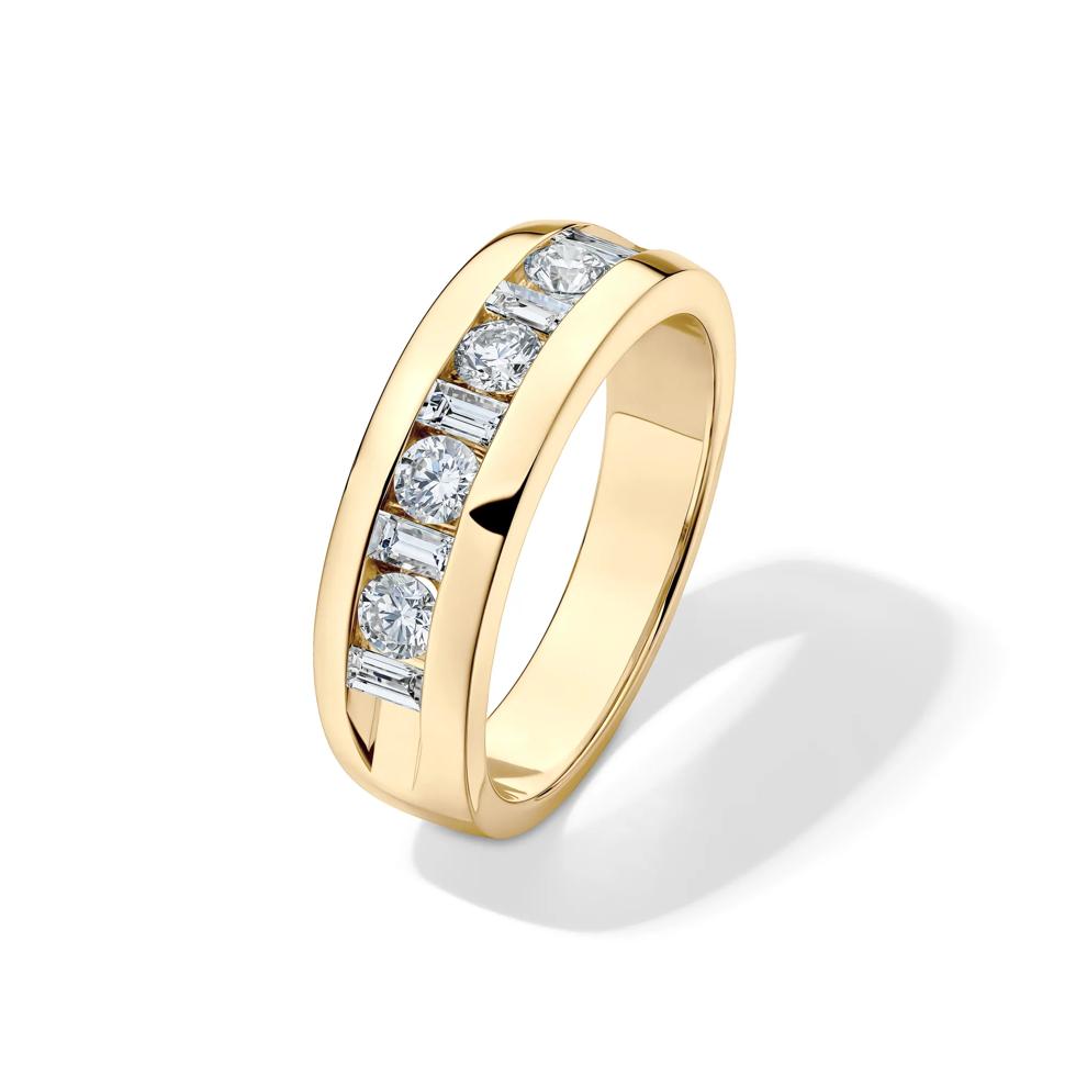 Men's Channel-Set Baguette and Round Diamond Band in 10K Yellow Gold (1 ct. tw.) – Image 4 of 4