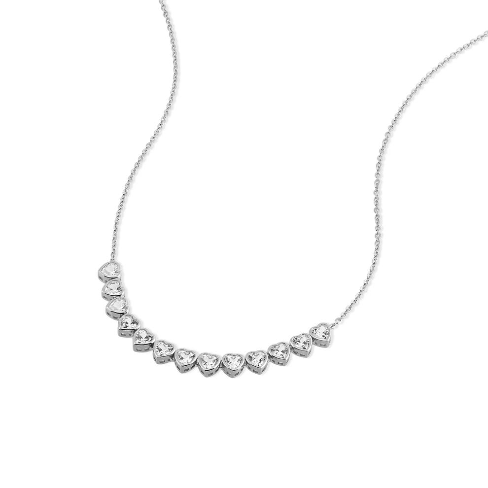 Lab-Created White Sapphire Multi-Bezel Heart Necklace in Sterling Silver – Image 3 of 4