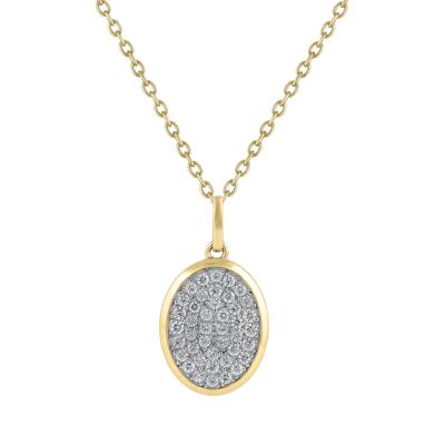 Diamond Oval Cluster Pendant in 10K Yellow Gold (1/3 ct. tw.)