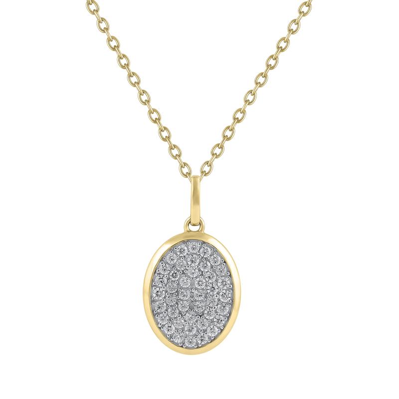 Diamond Oval Cluster Pendant in 10K Yellow Gold &#40;1/3 ct. tw.&#41; – Image 1 of 2