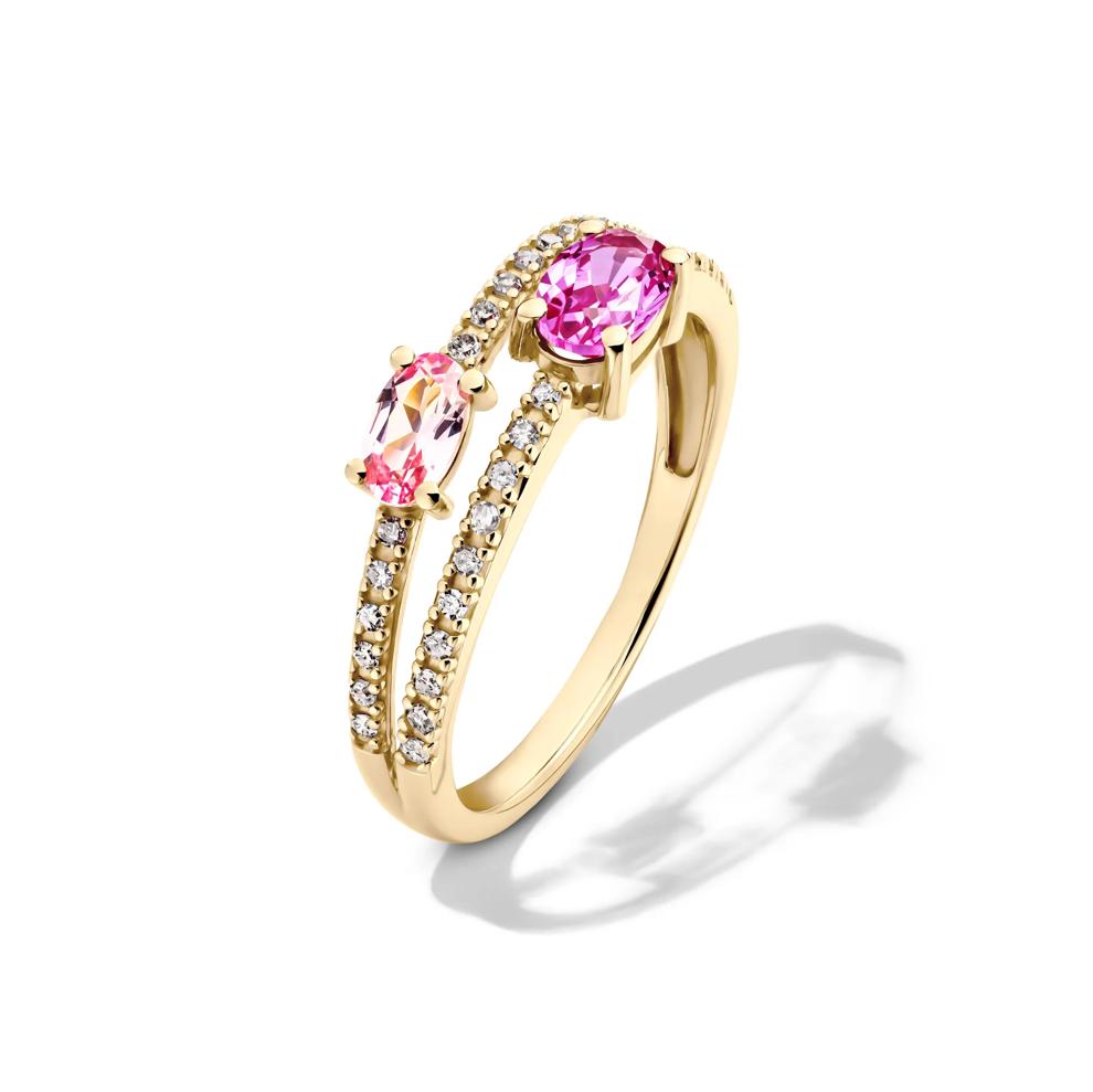 Pink Sapphire and Diamond Ring in 10K Yellow Gold (1/6 ct. tw.) – Image 4 of 4