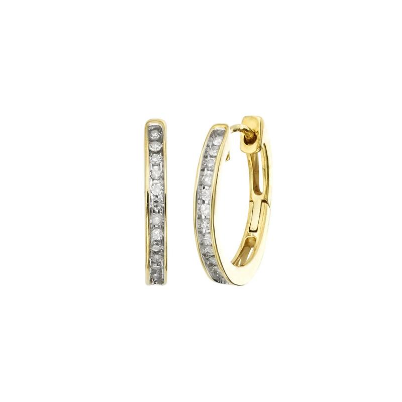 1/10 ct. tw. Diamond Hoop Earrings in 10K Yellow Gold – Image 1 of 1
