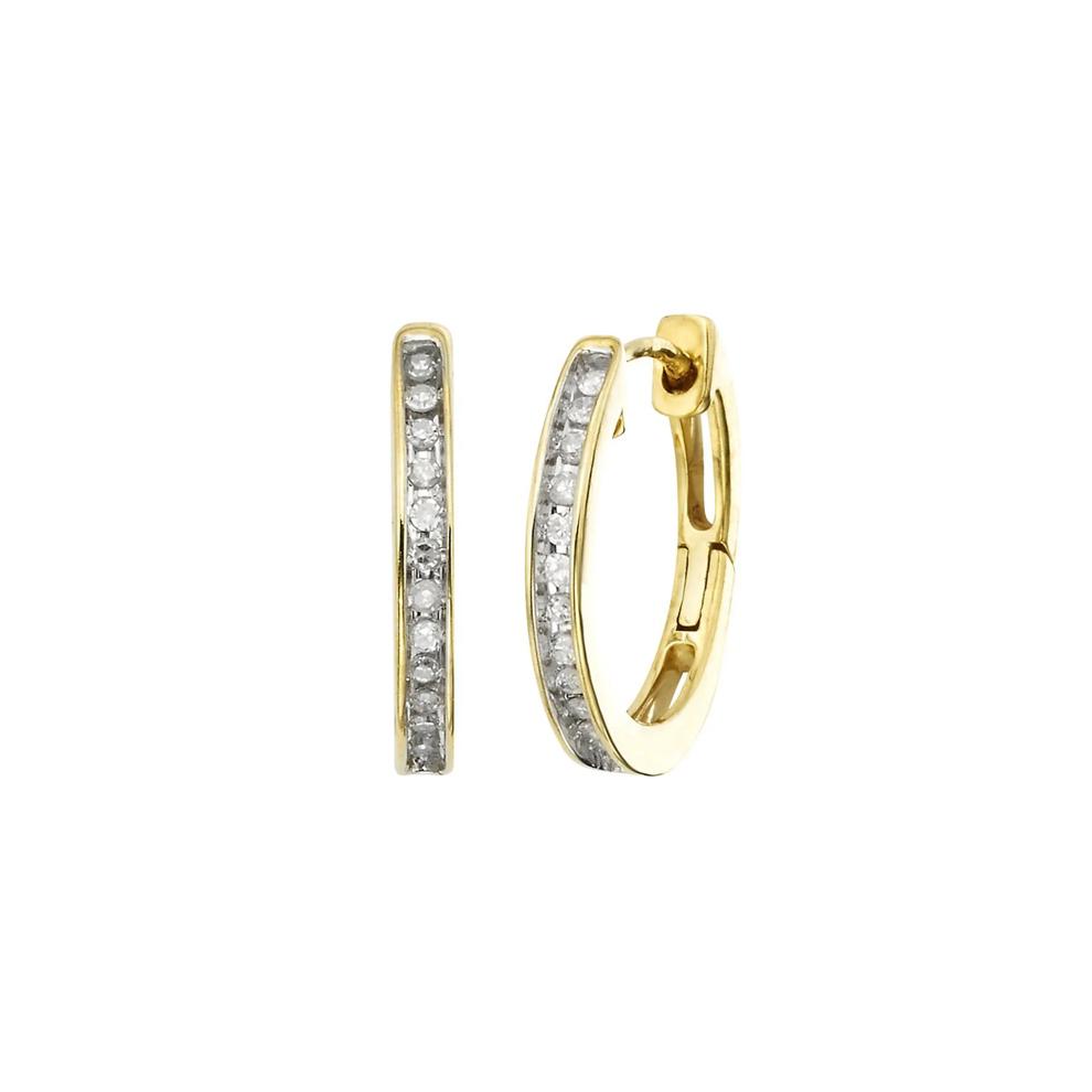 1/10 ct. tw. Diamond Hoop Earrings in 10K Yellow Gold – Image 1 of 1