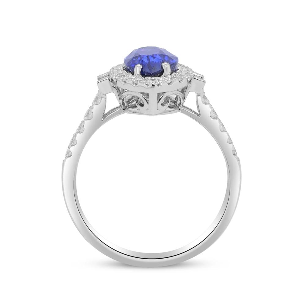 Marquise Blue Sapphire &amp; Diamond Halo Ring in 18K White Gold (5/8 ct. tw.) – Image 2 of 4